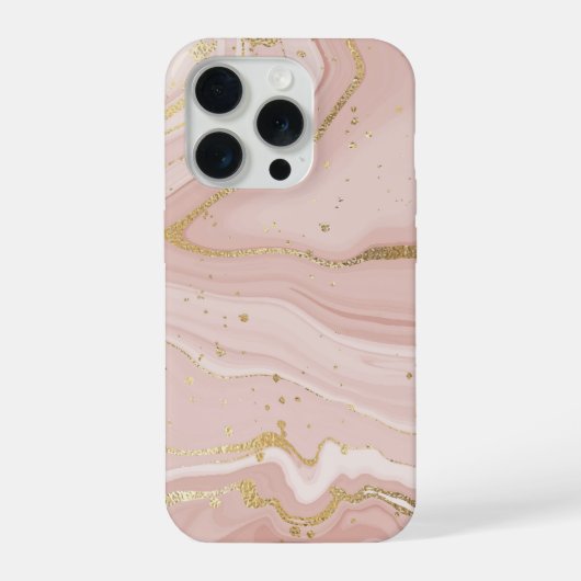 Blush Pink and Gold Marble iPhoneケース (裏面)