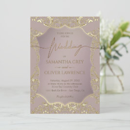 Blush Pink and Gold Wedding Invitation 招待状