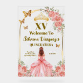 Blush Pink and Gold Welcome Sign for Quinceanera アクリルサイン (正面)