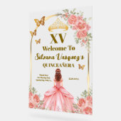 Blush Pink and Gold Welcome Sign for Quinceanera アクリルサイン (傾斜)