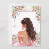Blush Pink and Green Floral Butterfly Quinceañera 招待状 (裏面)