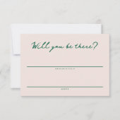 Blush Pink and Green Simple RSVP Card (正面)