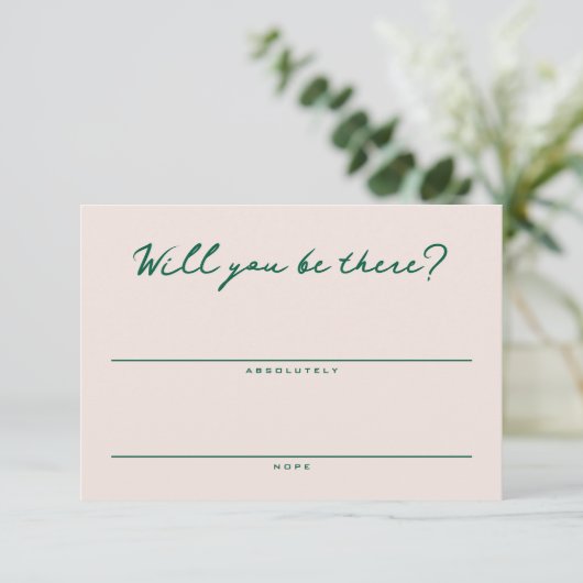 Blush Pink and Green Simple RSVP Card (スタンド正面)