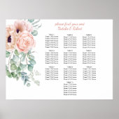 Blush Pink and Ivory Poppies Peonies Seating Chart ポスター (正面)