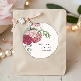 Blush Pink and Marsala Rose Wedding ラウンドシール