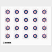 Blush Pink and Navy Geometric Floral Tiles スクエアシール (シート)