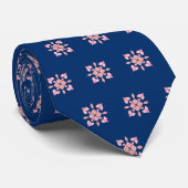 Blush Pink and Navy Geometric Floral Tiles ネクタイ (ロール)