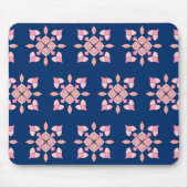 Blush Pink and Navy Geometric Floral Tiles マウスパッド (正面)