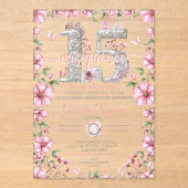 Blush Pink and Silver Tiara Mis Quince Quinceañera アクリル招待状 (正面)