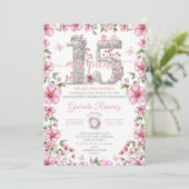 Blush Pink and Silver Tiara Mis Quince Quinceañera 招待状 (スタンド正面)