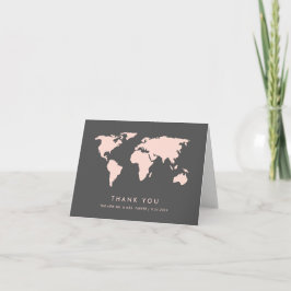 Blush Pink and Smoky Gray | World Map Thank You サンキューカード
