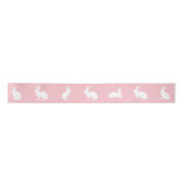 Blush Pink And White Bunny Silhouettes Cute Easter サテンリボン (正面)