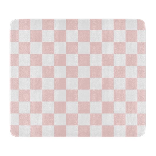 Blush Pink and White Checkered カッティングボード (正面)
