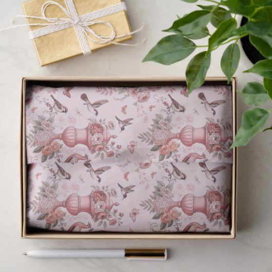 Blush Pink and White Chinoiserie Decoupage Pattern 薄葉紙 (ギフト)