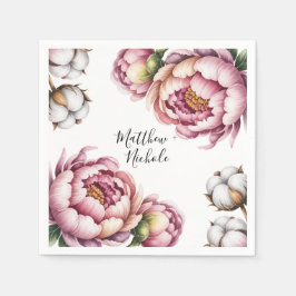 Blush Pink and White Cotton Wedding スタンダードカクテルナプキン