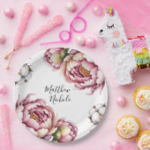 Blush Pink and White Cotton Wedding ペーパープレート (パーティー)