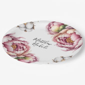 Blush Pink and White Cotton Wedding ペーパープレート (アングル)