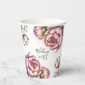 Blush Pink and White Cotton Wedding 紙コップ (裏面)