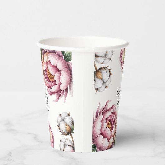 Blush Pink and White Cotton Wedding 紙コップ (右)