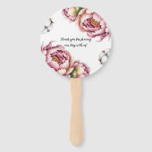 Blush Pink and White Cotton Wedding Thank You ハンドファン (裏面)