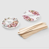 Blush Pink and White Cotton Wedding Thank You ハンドファン (組立なし)