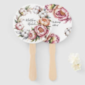 Blush Pink and White Cotton Wedding Thank You ハンドファン (正面&裏面)