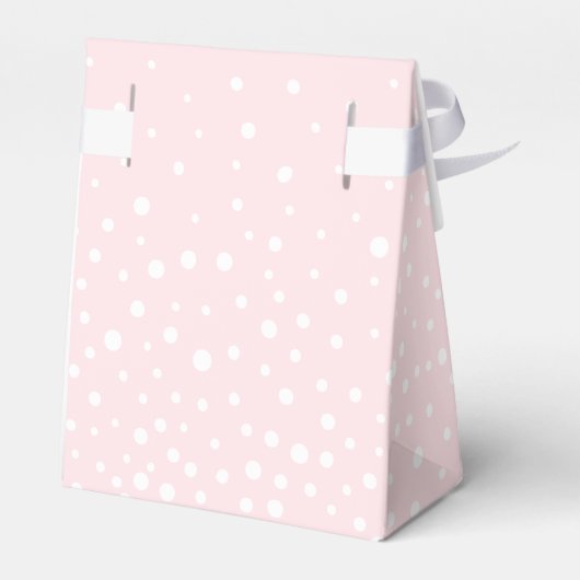 Blush pink and white polka dot pattern wedding fav フェイバーボックス (裏面サイド)