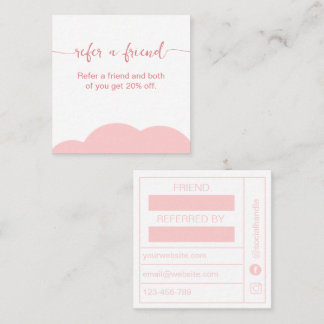 Blush pink and white Referrel Loyalty card スクエア名刺