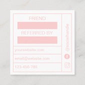 Blush pink and white Referrel Loyalty card スクエア名刺 (裏面)