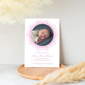 Blush Pink Baby Birth Announcement Photo Card