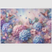 Blush Pink Baby Blue Floral Butterfies Decoupage  薄葉紙 (正面)