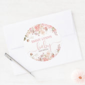 Blush Pink Baby In Bloom Baby Shower  ラウンドシール (封筒)