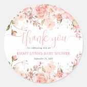 Blush Pink Baby In Bloom Baby Shower Thank You  ラウンドシール (正面)