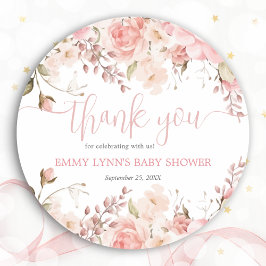 Blush Pink Baby In Bloom Baby Shower Thank You  ラウンドシール