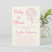 Blush Pink Baby in Bloom Floral Baby Shower 招待状 (スタンド正面)