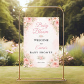 Blush Pink Baby in Bloom Floral Welcome ポスター