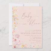 Blush Pink Baby In Bloom Wildflower QR Baby Shower 招待状 (正面)