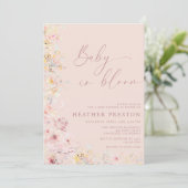 Blush Pink Baby In Bloom Wildflower QR Baby Shower 招待状 (スタンド正面)