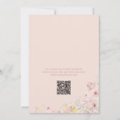 Blush Pink Baby In Bloom Wildflower QR Baby Shower 招待状 (裏面)