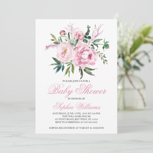 Blush Pink Baby Shower Invitation 招待状 (スタンド正面)