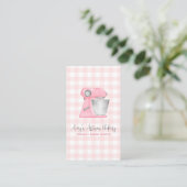 Blush Pink Bakery Mixer Gingham Pattern QR Code 名刺 (スタンド正面)