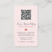 Blush Pink Bakery Mixer Gingham Pattern QR Code 名刺 (裏面)
