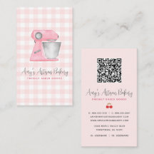 Blush Pink Bakery Mixer Gingham Pattern QR Code