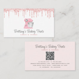 Blush Pink Bakery Mixer Glitter Drips QRコード 名刺