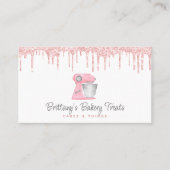 Blush Pink Bakery Mixer Glitter Drips QRコード 名刺 (正面)