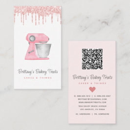 Blush Pink Bakery Mixer Glitter Drips QRコード 名刺