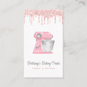 Blush Pink Bakery Mixer Glitter Drips QRコード 名刺 (正面)