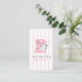Blush Pink Bakery Mixer Stripes Pattern QRコード 名刺 (スタンド正面)