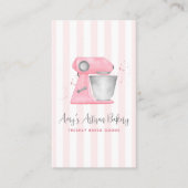 Blush Pink Bakery Mixer Stripes Pattern QRコード 名刺 (正面)