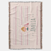Blush Pink Ballerina "A" Monogram Name スローブランケット (正面縦)